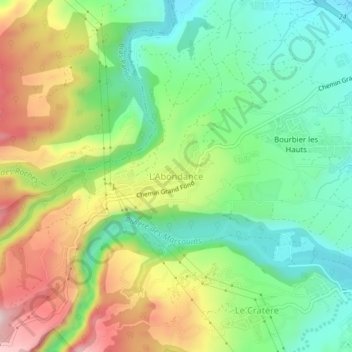Topografische kaart L'Abondance, hoogte, reliëf