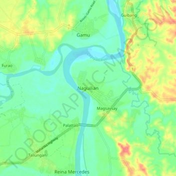Topografische kaart Naguilian, hoogte, reliëf