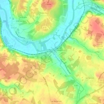 Topografische kaart Les Mercerons, hoogte, reliëf