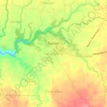 Topografische kaart Mahanadiong, hoogte, reliëf