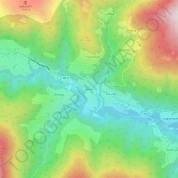 Topografische kaart Klebas, hoogte, reliëf