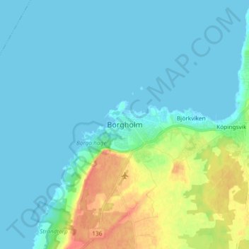 Topografische kaart Borgholm, hoogte, reliëf
