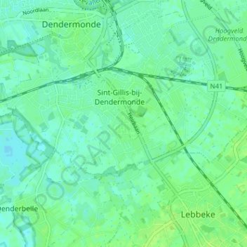 Topografische kaart Klein-Parijs, hoogte, reliëf