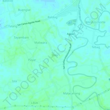Topografische kaart Polo, hoogte, reliëf