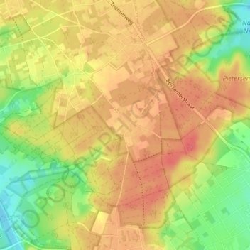 Topografische kaart Roelen, hoogte, reliëf