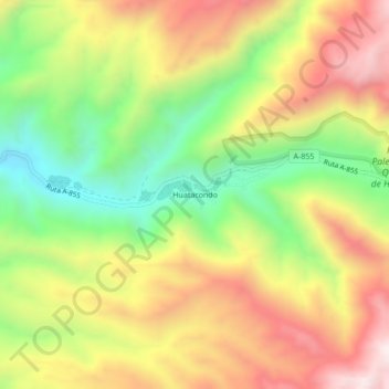 Topografische kaart Huatacondo, hoogte, reliëf