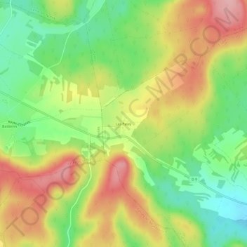 Topografische kaart Les Patey, hoogte, reliëf