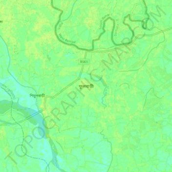 Topografische kaart Phulbari, hoogte, reliëf
