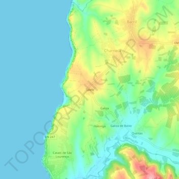 Topografische kaart Talefe, hoogte, reliëf