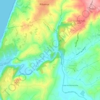 Topografische kaart Maceira, hoogte, reliëf