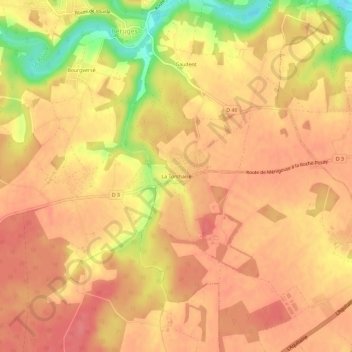 Topografische kaart La Torchaise, hoogte, reliëf