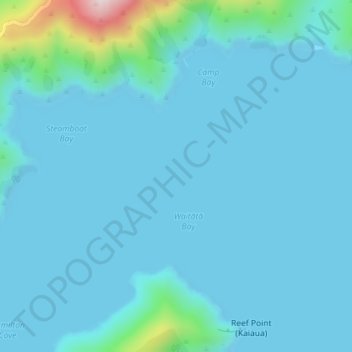 Topografische kaart Waitātā Bay, hoogte, reliëf