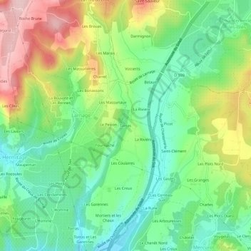 Topografische kaart Torras, hoogte, reliëf
