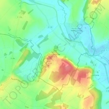 Topografische kaart Montormentier, hoogte, reliëf
