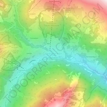 Topografische kaart Vorderlanersbach, hoogte, reliëf