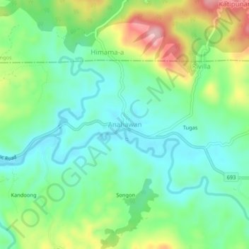 Topografische kaart Anahawan, hoogte, reliëf