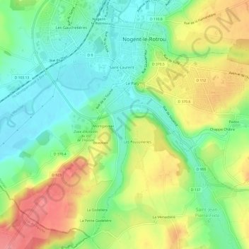Topografische kaart Chesneau, hoogte, reliëf
