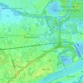 Topografische kaart Laar, hoogte, reliëf