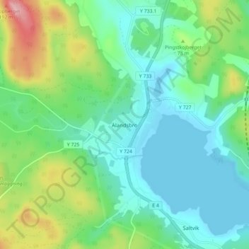 Topografische kaart Älandsbro, hoogte, reliëf