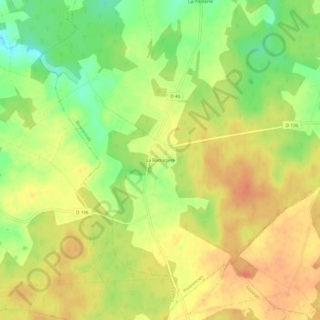Topografische kaart La Romagère, hoogte, reliëf