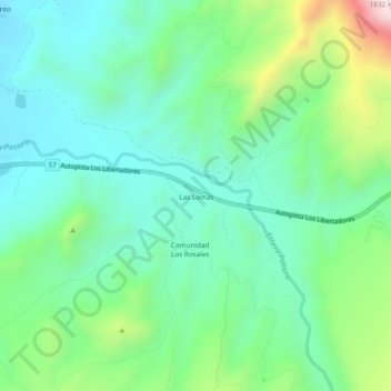 Topografische kaart Las Lomas, hoogte, reliëf