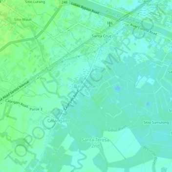 Topografische kaart Balantacan, hoogte, reliëf