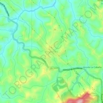 Topografische kaart Hoyorrico, hoogte, reliëf