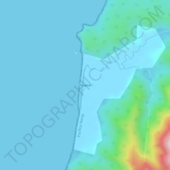 Topografische kaart Huaca, hoogte, reliëf