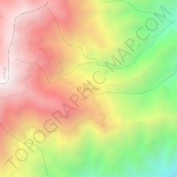 Topografische kaart El Socorro, hoogte, reliëf