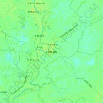 Topografische kaart Candaba, hoogte, reliëf