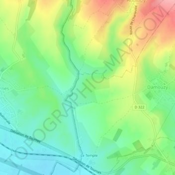 Topografische kaart La Bassée, hoogte, reliëf