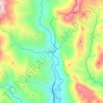 Topografische kaart Tipakis, hoogte, reliëf