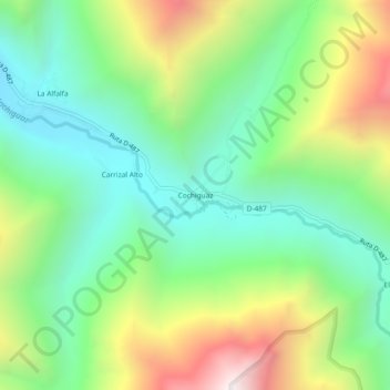 Topografische kaart Cochiguaz, hoogte, reliëf
