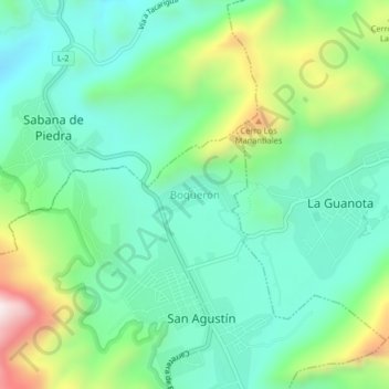 Topografische kaart Boquerón, hoogte, reliëf