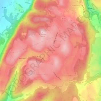 Topografische kaart Annoisin, hoogte, reliëf