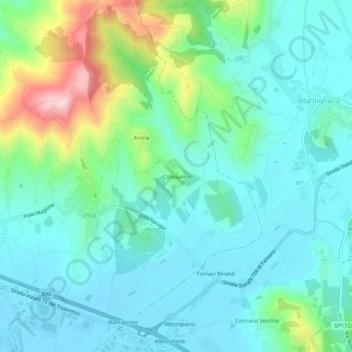 Topografische kaart Collesanto, hoogte, reliëf