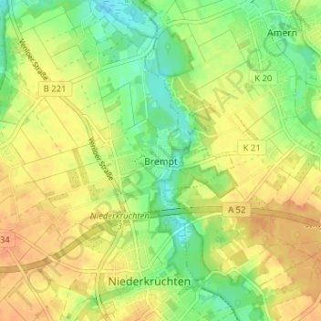 Topografische kaart Brempt, hoogte, reliëf