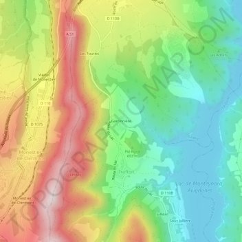 Topografische kaart Garcinnière, hoogte, reliëf