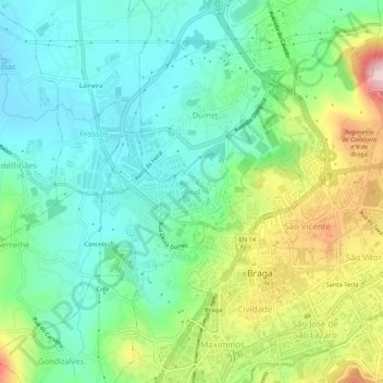 Topografische kaart Real, hoogte, reliëf