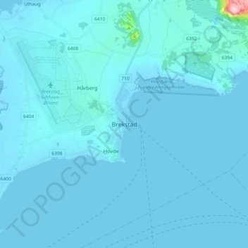 Topografische kaart Brekstad, hoogte, reliëf