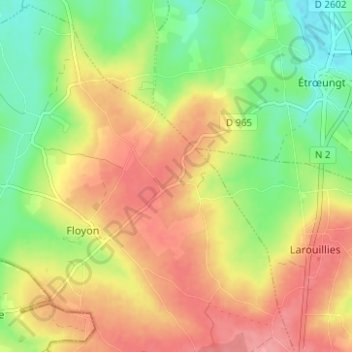 Topografische kaart Le Plouy, hoogte, reliëf