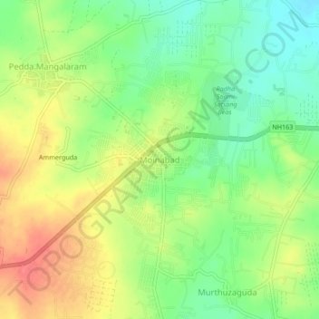 Topografische kaart Moinabad, hoogte, reliëf