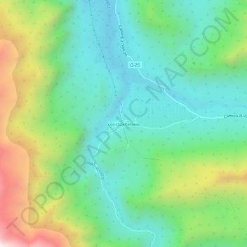 Topografische kaart Los Queltehues, hoogte, reliëf