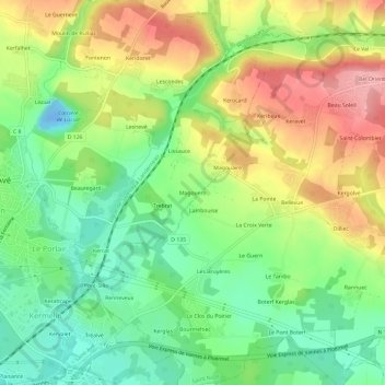 Topografische kaart Magouero, hoogte, reliëf