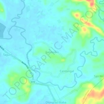 Topografische kaart San Isidro, hoogte, reliëf