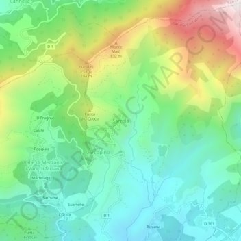 Topografische kaart Sarrola, hoogte, reliëf