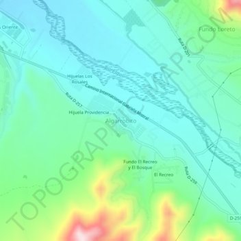 Topografische kaart Algarrobito, hoogte, reliëf