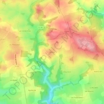 Topografische kaart Bonfaix, hoogte, reliëf