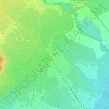 Topografische kaart Le Somail, hoogte, reliëf
