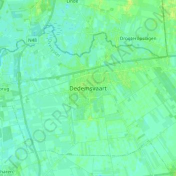 Topografische kaart Dedemsvaart, hoogte, reliëf